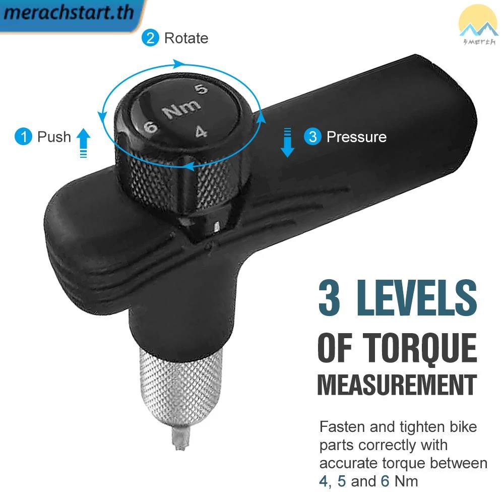 ประแจแรงบิดจักรยานปรับได้ 4/5/6Nm Torque T Wrench ชุดบำรุงรักษาจักรยานแบบพกพา