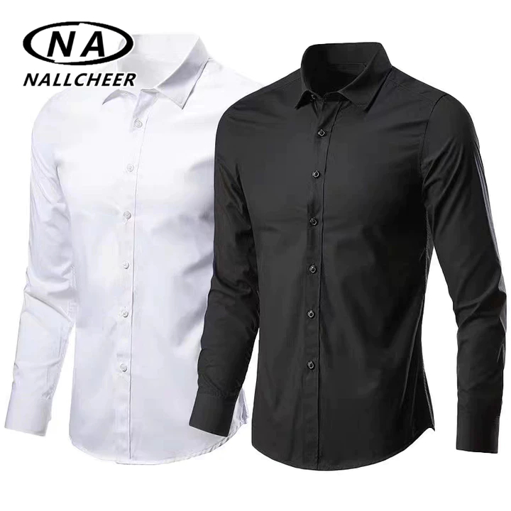 เสื้อเชิ้ตแขนยาวลําลอง เข้ารูป สีขาว สไตล์เกาหลี สําหรับผู้ชาย