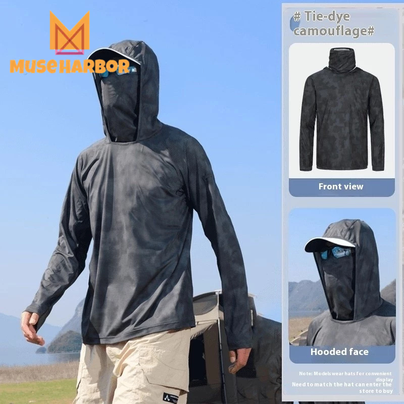 รําพึง ท่าเรือ เสื้อแจ็คเก็ตผู้ชาย เสื้อท็อปน้ําหนักเบาและระบายอากาศได้ดีพร้อมหน้ากาก