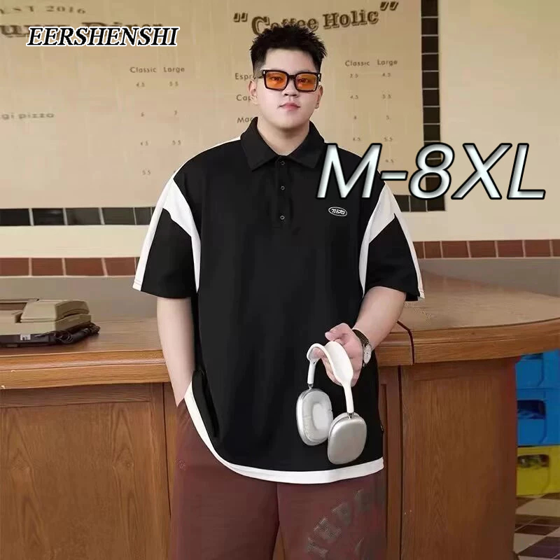เสื้อโปโลผู้ชายไซส์ใหญ่ ขนาด 2XL-8XL ทรงหลวมแขนสั้นสำหรับฤดูร้อน