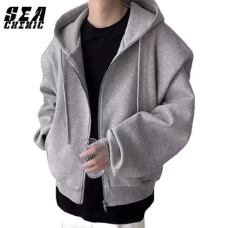 SEACHENIC เสื้อกันหนาว มีฮู้ด ขนาดใหญ่ ระดับไฮเอนด์ สีเทา แฟ…