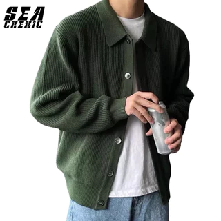 SEACHENIC หนาเสื้อกันหนาวแจ็คเก็ตผู้ชายสีทึบหลวมหล่อขี้เกียจลมถัก