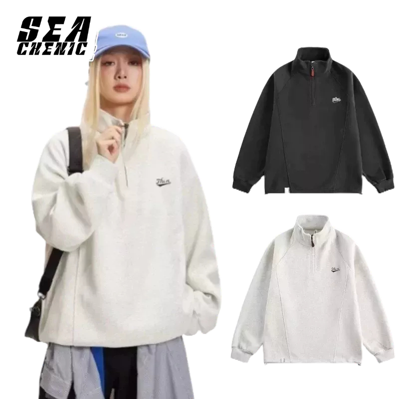 SEACHENIC เสื้อฮู้ดสำหรับผู้ชายและผู้หญิง สไตล์อเมริกัน ผ้าเรียบ สวมใส