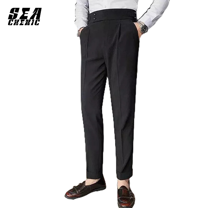 SEACHENIC กางเกงขายาวผู้ชาย กางเกงขายาวธุรกิจเกาหลี Slim Fit