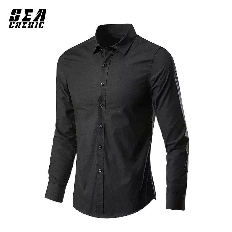 SEACHENIC เสื้อเชิ้ตแขนยาว แบบเข้ารูป สไตล์เกาหลี สําหรับผู้ชาย
