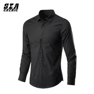 SEACHENIC เสื้อเชิ้ตแขนยาว แบบเข้ารูป สไตล์เกาหลี สําหรับผู้…