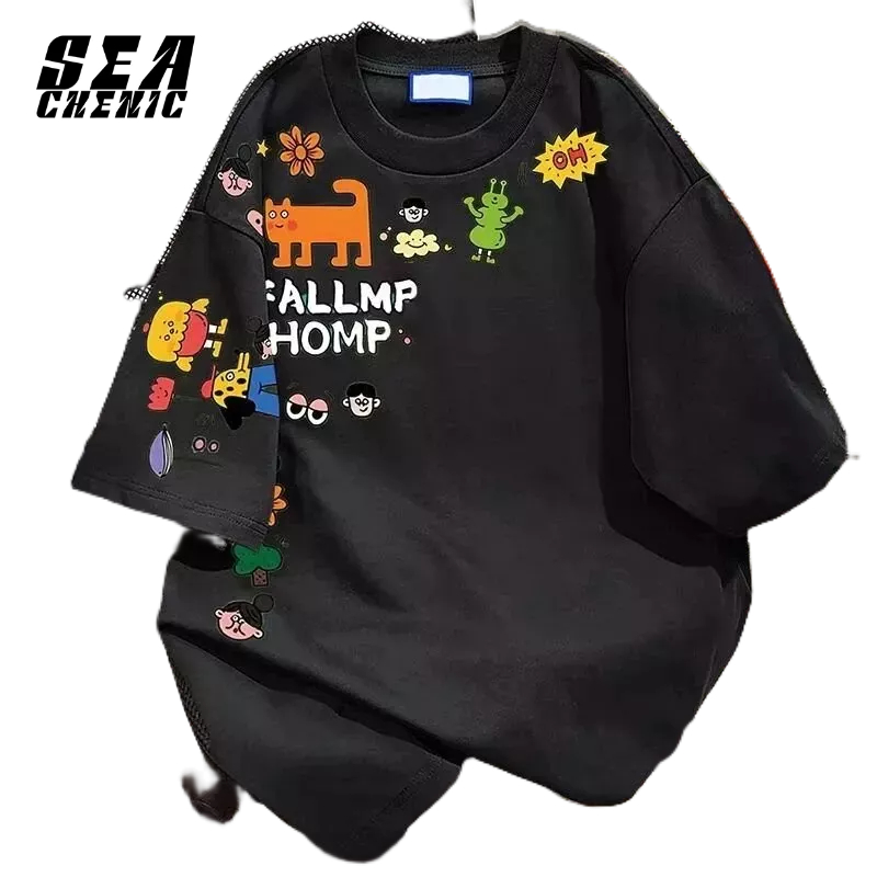 SEACHENIC เสื้อยืดแขนสั้นผ้าฝ้ายเด็กทารกและเด็กผู้หญิงฤดูร้อนใหม่หลวมครึ่งแขน