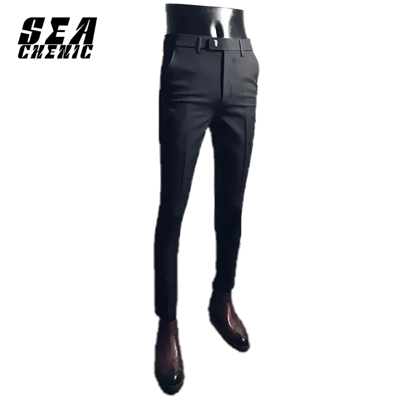 SEACHENIC กางเกงสูทลําลอง สไตล์อังกฤษ สําหรับผู้ชาย