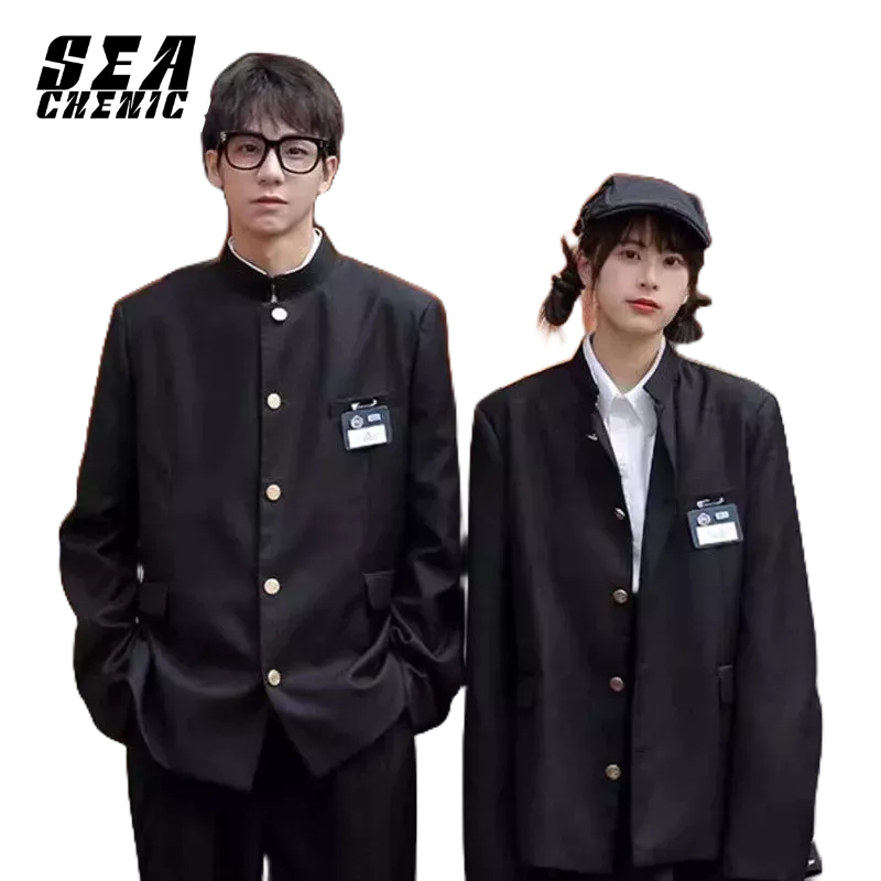 SEACHENIC Zhongshan เสื้อแจ็กเก็ตสูท คอปกตั้ง สไตล์ญี่ปุ่น