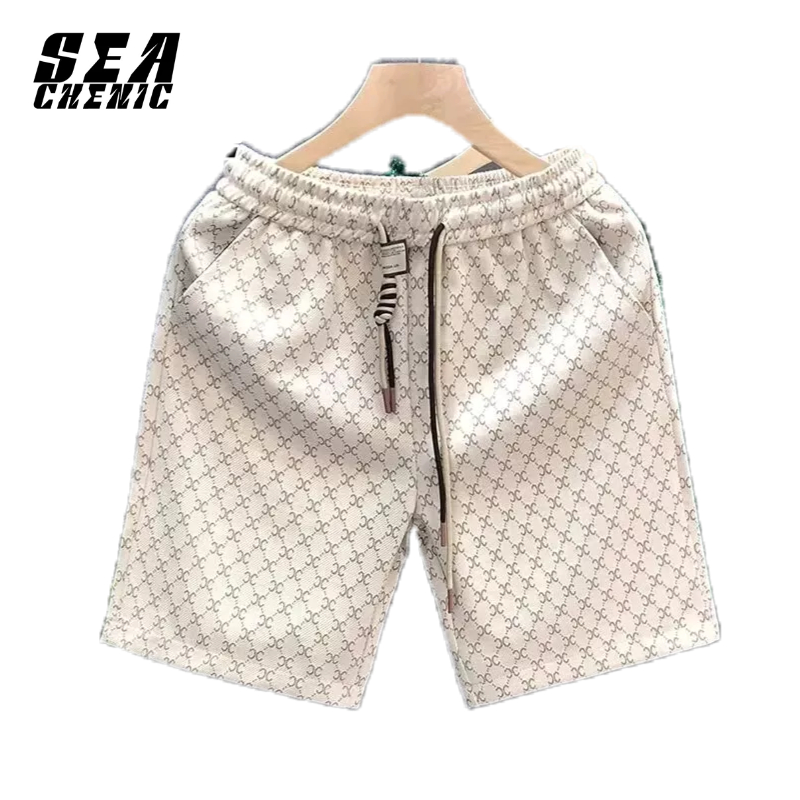 SEACHENIC กางเกงขาสั้นผู้ชาย ไซส์ใหญ่ ลําลองทรงหลวม ผ้าไหมน้ําแข็งมีน้ําหนักเบาแ