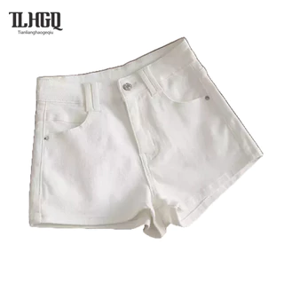 TL-HGQ กางเกงขาสั้น งสีทึบเซ็กซี่สะโพกยกยืดหยุ่นสลิมฟิตสลิมมิ่งผ้ายีนส์กางเกงร้อ（จัดส่งภายใน 3-4 วัน)