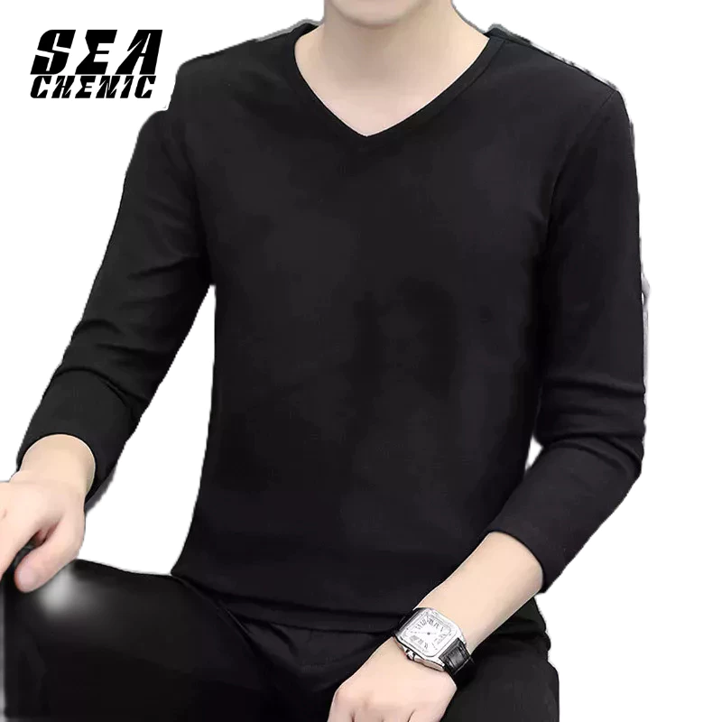 SEACHENIC เสื้อยืดแขนยาว แฟชั่นฤดูใบไม้ผลิ และฤดูใบไม้ร่วง สําหรับผู้ชาย