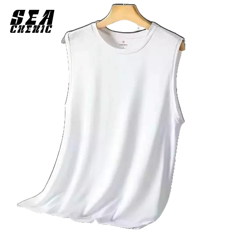 SEACHENIC Casual Sports Ice Silk Sleeve T-Shirt Mens Quick-Drying Mesh Tank Top