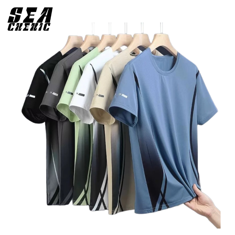 SEACHENIC ไร้สาระ เสื้อยืดแขนสั้นผู้ชายมีสไตล์ -ที่สมบูรณ์แบบสําหรับฤดูร้อนระบาย