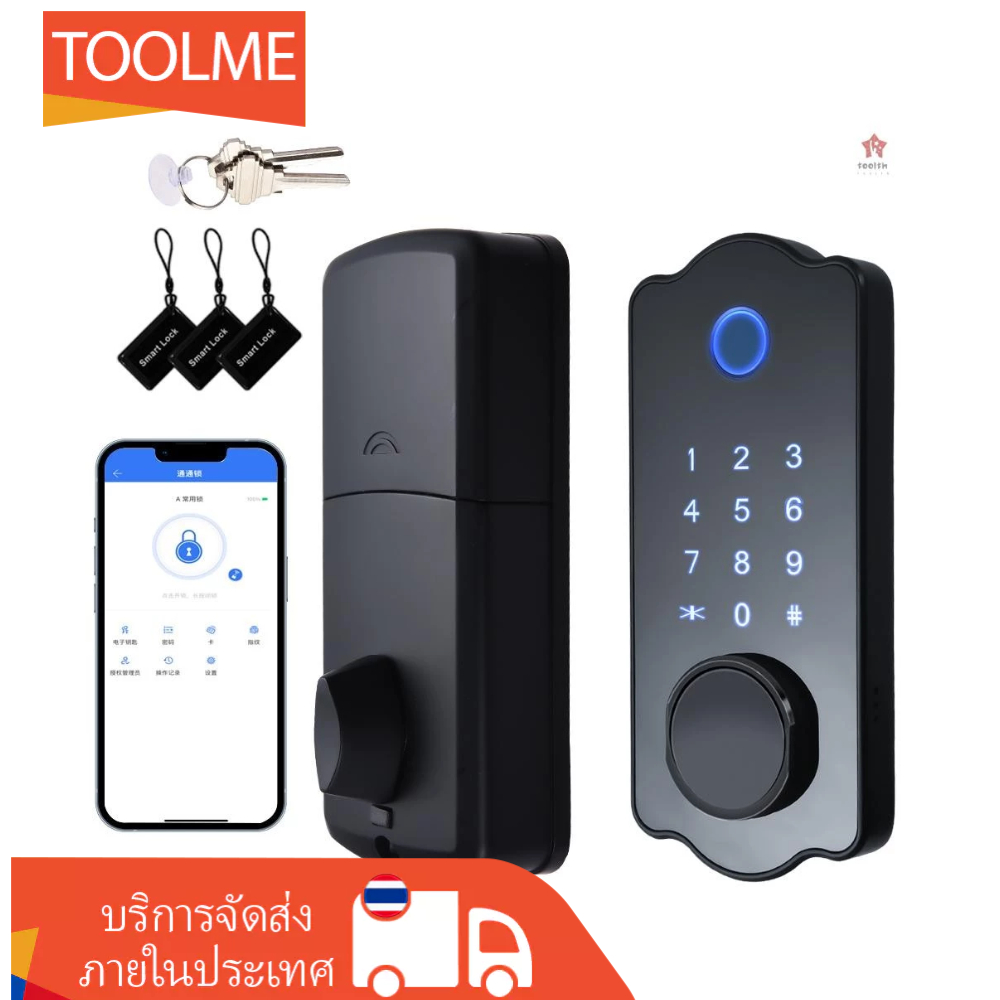 Keyless Entry สมาร์ทประตูล็อคกันน้ํา Auto Lock 5 in 1 TTlock App IC Card 150 รหัสอิเล็กทรอนิกส์ลายนิ