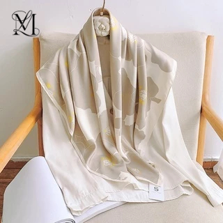 Lovosme 90 * 90 ผ้าคลุมไหล่ ผ้าพันคอ ผ้าเรยอนเทียม พิมพ์ลายทแยง ทรงสี่เหลี่ยมสีฟ้า สําหรับผู้หญิง