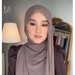 LMLAVEN Give A Beautiful Gift Pearl ลูกปัดผ้าคลุมไหล่ชีฟองฮิ…