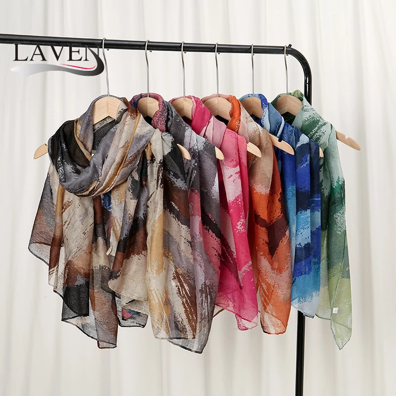 Laven Tie-Dye Voile ผ้าคลุมไหล่ผ้าพันคอผู้หญิงนุ่มสบายเหนียว Hijab มุสลิม Tudung