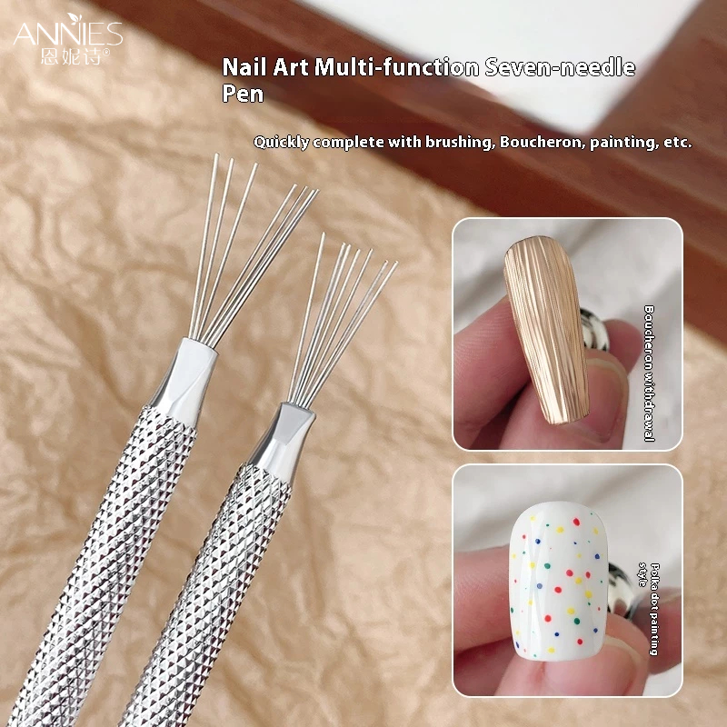 ANNIES เครื่องมือทําเล็บมัลติฟังก์ชั่แปรงยืดหยุ่นสแตนเลสจับกาวแปรงทุ่มเท