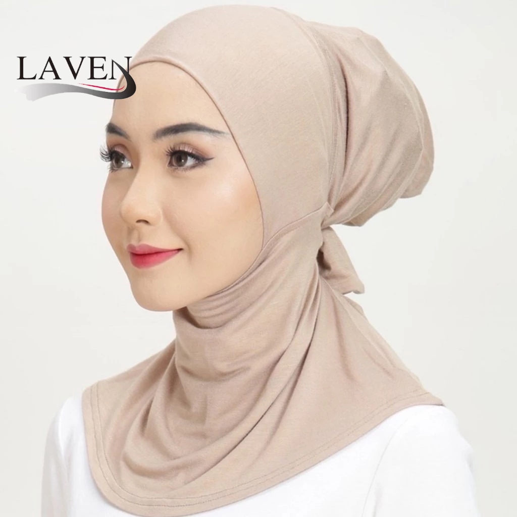 LAVEN Jersey ผ้าฝ้ายด้านใน Hijab สีทึบผู้หญิง Modal Hijab Undercap มุสลิม Instant Hijab Headscarf