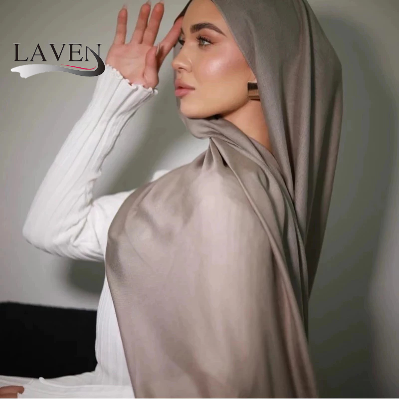 LAVEN ผ้าฝ้ายธรรมดา Voile ผ้าคลุมไหล่นุ่มสบาย Pashmina Hijab ผ้าพันคอผ้าฝ้าย Hea