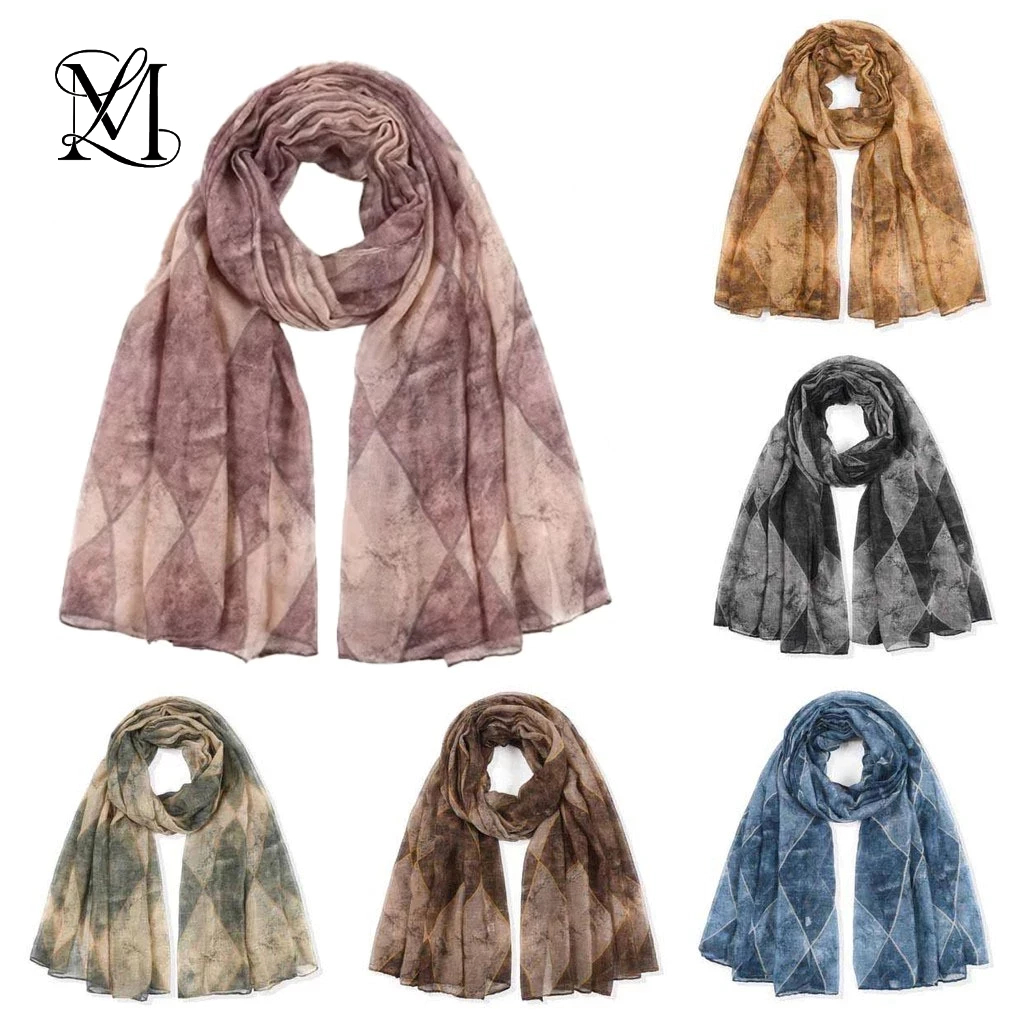 Lovosme มูลสัตว์แฟชั่นพิมพ์มูลสัตว์ฮิแย็บผ้าพันคอฮิแย็บผ้าพันคอไล่ระดับสี