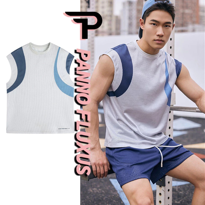 PannoFluxus เสื้อกั๊กแขนกุดผู้ชายเสื้อยืดตาข่ายระบายอากาศและหลวมด้านบนแฟชั่นกีฬา