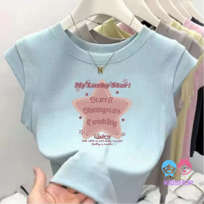 เสื้อกั๊กเกลียวผ้าไหมน้ําแข็งสําหรับเด็กผู้หญิง/ฤดูร้อนเสื้อยืดแขนกุดสไตล์ใหม่ด้านบน