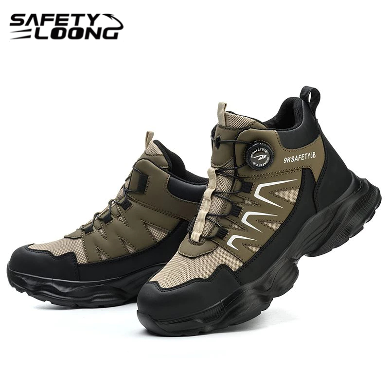 SAFETY LOONG ผู้ชายรองเท้าป้องกันแรงงานรูปแบบใหม่ป้องกันการเจาะต่อต้านยอดเยี่ยมน้ําหนักเบาสบายกลางแจ้งภูเขากันน้ํารองเท้านิรภัย