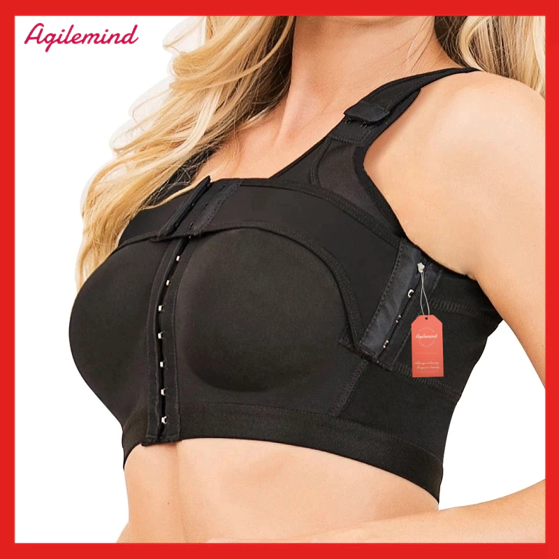 【agilemind.th】ผู้หญิงด้านหน้าเต้านมสนับสนุน Push Up Bra การบีบอัด Body Shaper ปรับตะขอ Breast Control Shaperwear