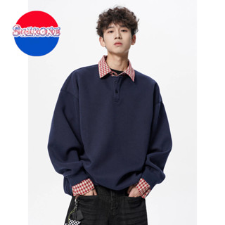 SUIKONE ซุยโคเนะ อเมริกันย้อนยุคลายสก๊อตโปโลเสื้อคอปกฤดูใบไม…