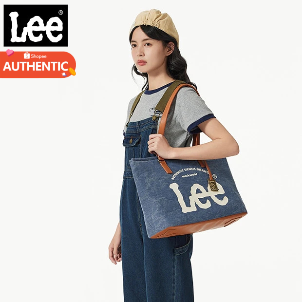 Lee กระเป๋าสะพายขา้ง ใหม่สไตล์ผ้ายีนส์ขนาดใหญ่-ความจุถุงสิริกระเป๋าหญิงพร็อพกระเป๋าสะพายแนวโน้มแฟชั่นคลาสแบบพกพากระเป๋าคอมพิวเตอร์