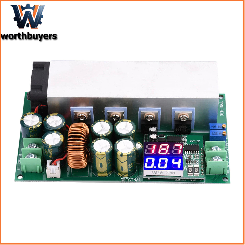 DC12-80V 20A 600W โมดูลไฟสเต็ปดาวน์แบบปรับได้กระแสคงที่และโมดูลแรงดันไฟฟ้าพร้อมจอแสดงผลแรงดันไฟฟ้าแล