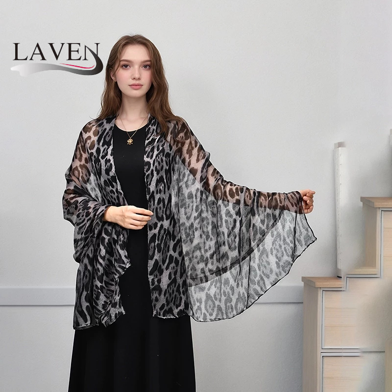 LAVEN เสือดาวพิมพ์ Hijab มุสลิม Headscarf ขายร้อนผ้าพันคอ All Match ผ้าคลุมไหล่ผู้หญิง Tudung Breathable Wraps