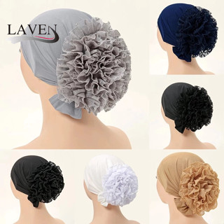 Laven ลูกไม้ดอกไม้พรีเมี่ยมด้านใน Hijab สีทึบมุสลิม Instant …