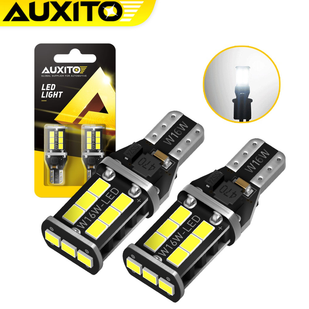 AUXITO W16W T15 ไฟ LED Canbus T16 921 912 W16W LED 6000K สีขาวสําหรับรถยนต์ 2 ชิ้น