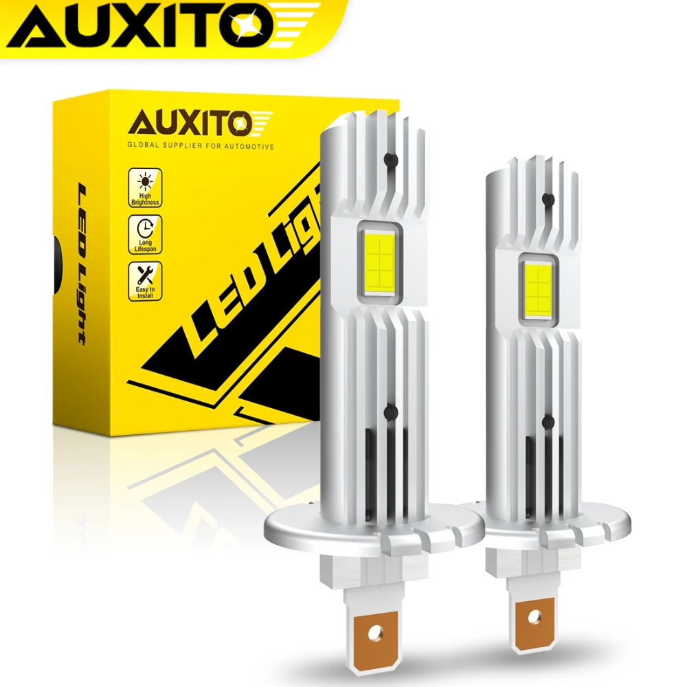 AUXITO 2PC ไฟหน้า GF LED H1 12000LM 60W ระยะยาว ความสว่างสูง การกระจายความร้อนที่ดี CANBUS Plug&Play