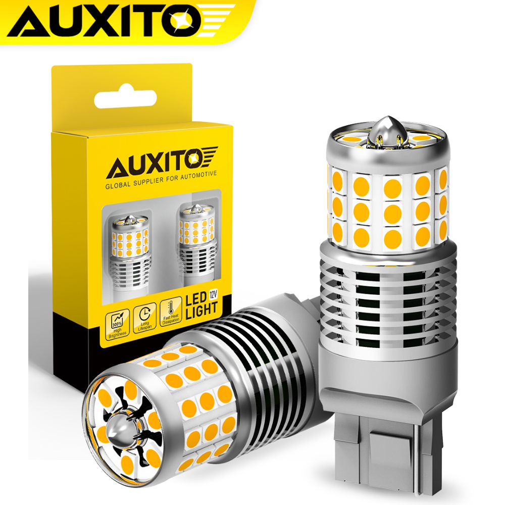 AUXITO 2PC NO Hyper Flash T20 7440 WY21W Canbus Error Free LED หลอดไฟสัญญาณ W21W LED