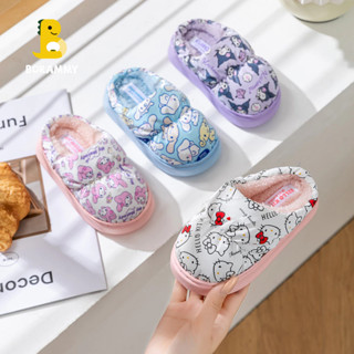 รองเท้าแตะเด็ก ผ้าฝ้ายหนาซับขนแกะ กันน้ำและกันลื่น สบายเท้าส…