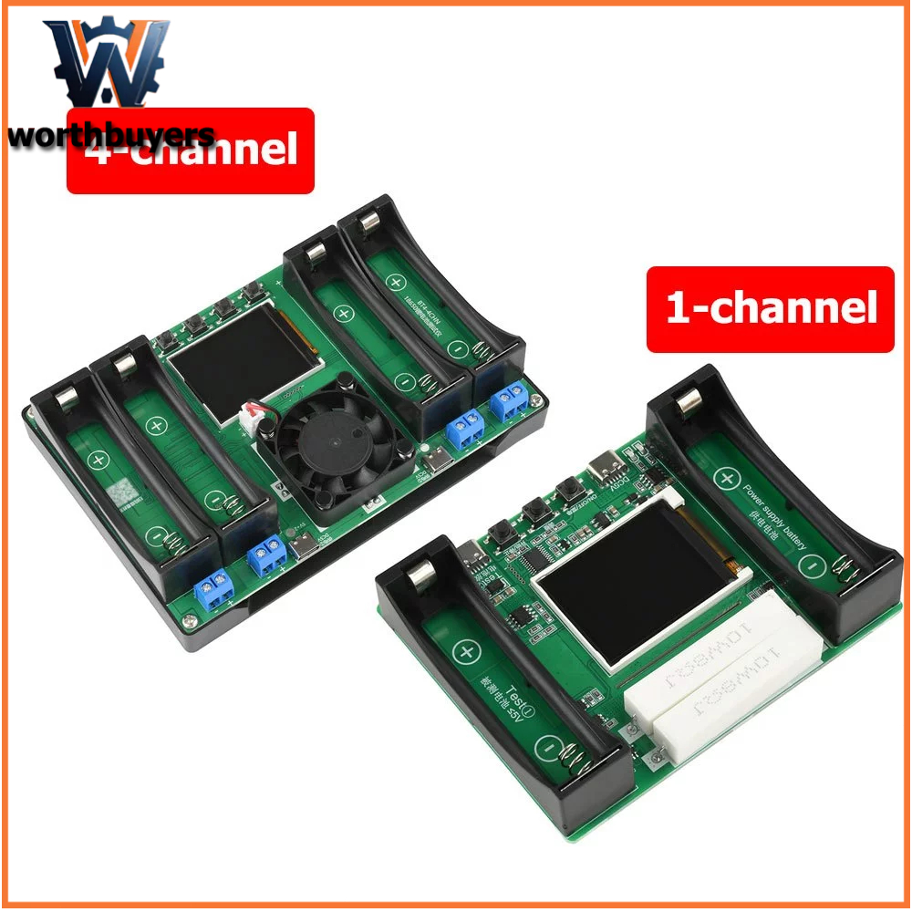 4-Channel/1-Channel 18650 แบตเตอรี่ความจุเครื่องทดสอบความต้านทานภายในชาร์จอัตโนมัติ Dischargeing โมดูลพอร์ต Type-C