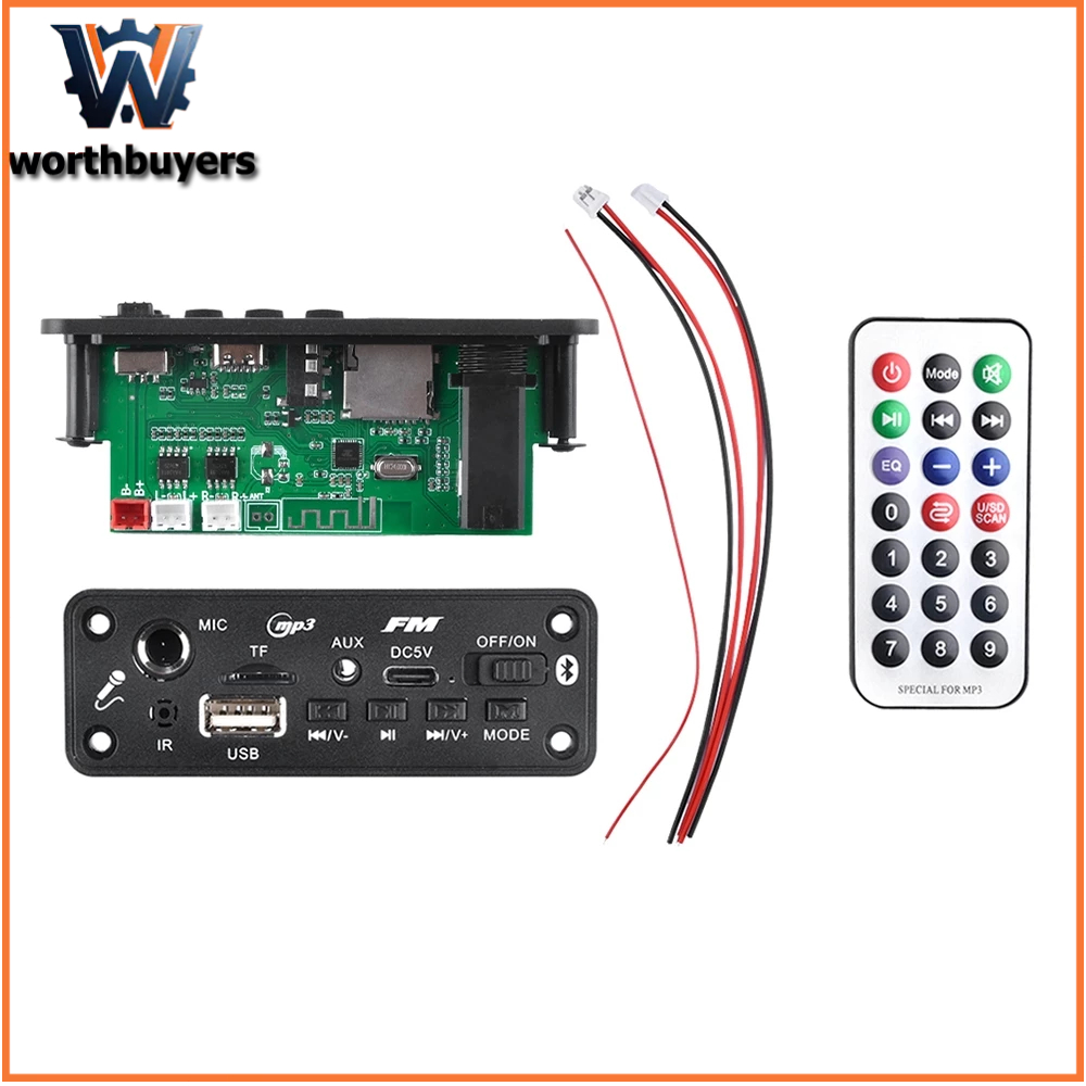 2*3W MP3 บลูทูธเครื่องขยายเสียงถอดรหัสคณะกรรมการพร้อมไมโครโฟนแจ็ค MIC BT 5.3 Lossless U ดิสก์ TF Car