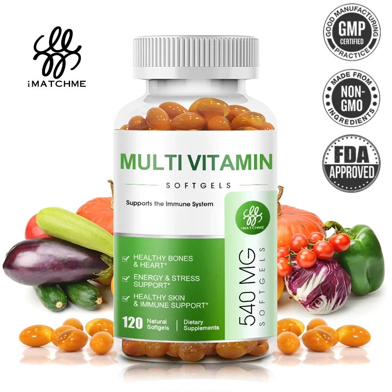 Imatchme Multi Vitamin Capsules วิตามินและแร่ธาตุ แคปซูล พร้อมวิตามิน B12 D3 & K2 สําหรับเพิ่มพลังงา
