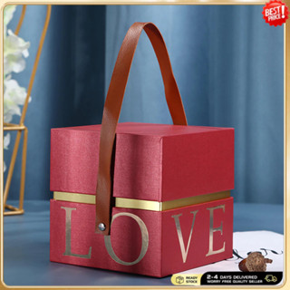 กล่องบรรจุภัณฑ์แบบใช้ซ้ําได้ Handled Favor Box Square Portab…