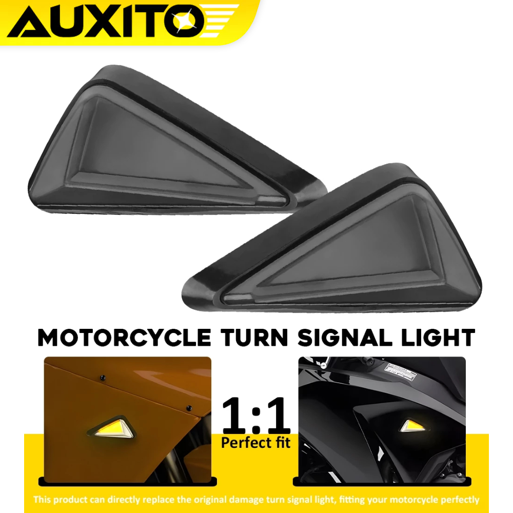 AUXITO 2 ชิ้นรถจักรยานยนต์ด้านหน้า LED ไฟเลี้ยวไฟแสดงสถานะ IP67 กันน้ําสีเหลืองแสงสีขาว 12 โวลต์