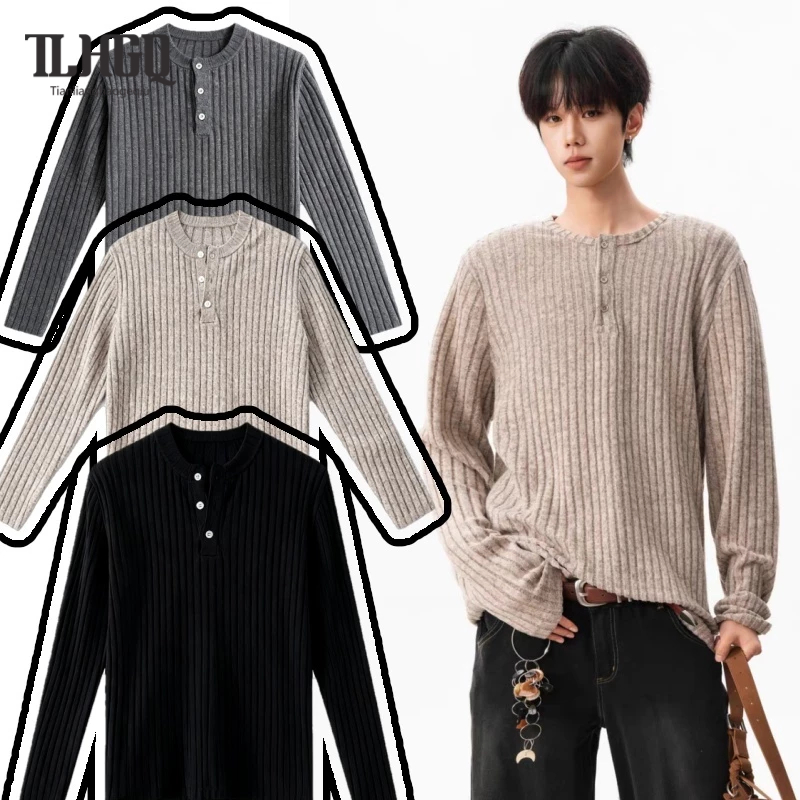 TL-HGQ เสื้อสเวตเตอร์คอลูกเรือผ้าที่อุ่นและโคซี่สําหรับผู้ชาย