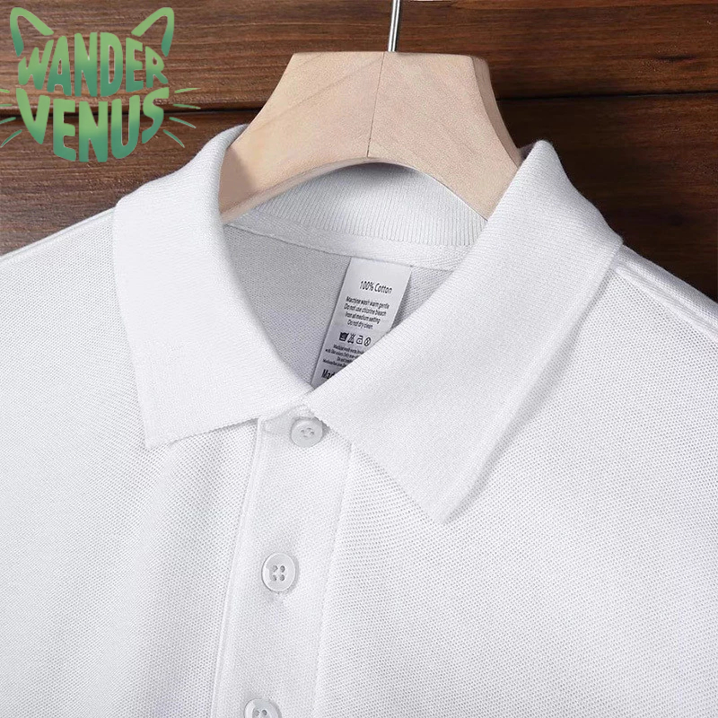 Wandervenus แขนสั้นผู้ชายอินเทรนด์ฤดูร้อน POLO เยาวชนแขนสั้นสีทึบยอดนิยม