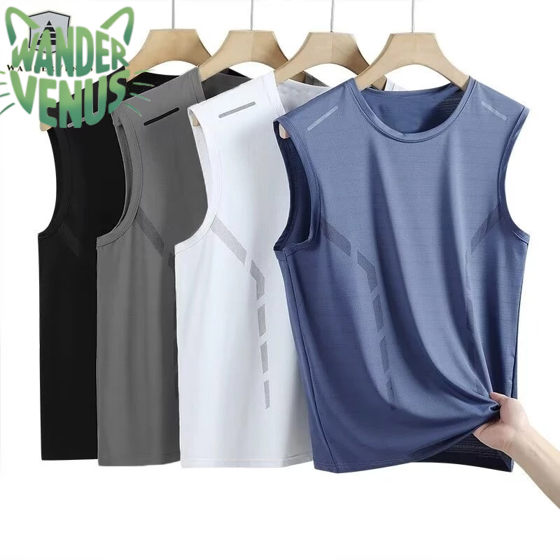 Wandervenus เสื้อกล้ามฟิตเนสแขนกุดผ้าไหมน้ําแข็งอินเทรนด์สําหรับผู้ชาย