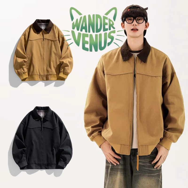 Wandervenus Workwear Retro Pilot Loose Jacket Coat ปกชุดเบสบอลลําลอง