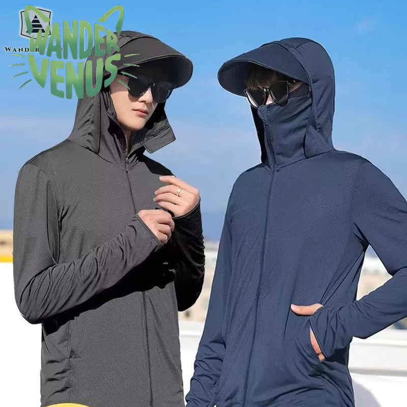 Wandervenus ผ้าไหมน้ําแข็งป้องกันแสงแดดเสื้อผ้าป้องกันรังสียูวีบางระบายอากาศป้องกันแสงแดดแจ็คเก็ตตกปลากลางแจ้ง