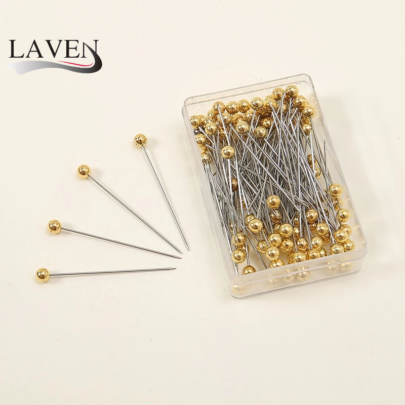 LAVEN กล่องผ้าพันคอเข็มกลัดผู้หญิงมุสลิม Hijab Pins โลหะสีลูกปัด Pashmina Shawl Pins